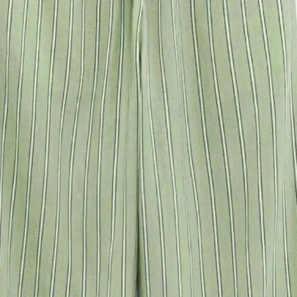 Zara green Linen blend striped pull on elastic waist pants woman’s size XL - Picture 4 of 4